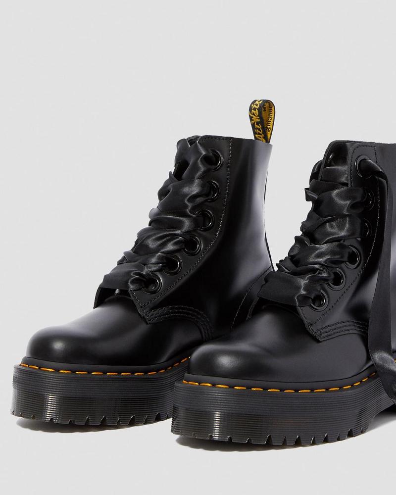 Women's Dr Martens Molly Leather Platform Boots Black | AU 250VRW